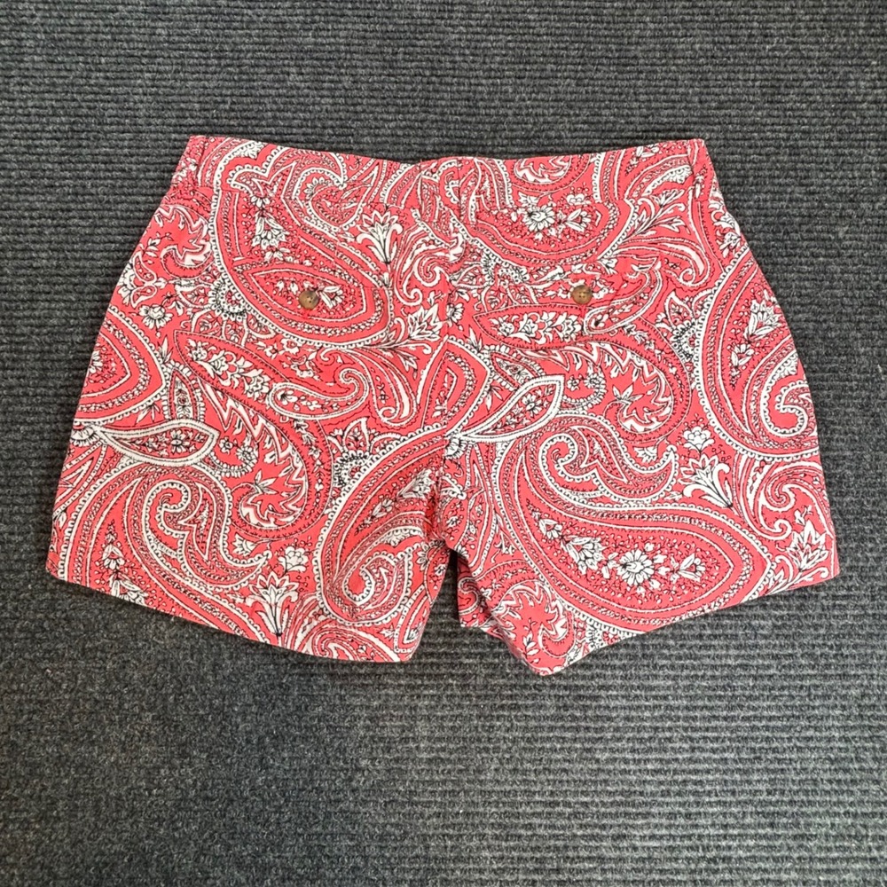 Old Navy Womens Pink Paisley Cotton Shorts Sz 8 Mid Rise Summer Casual 5" Inseam - Picture 2 of 8